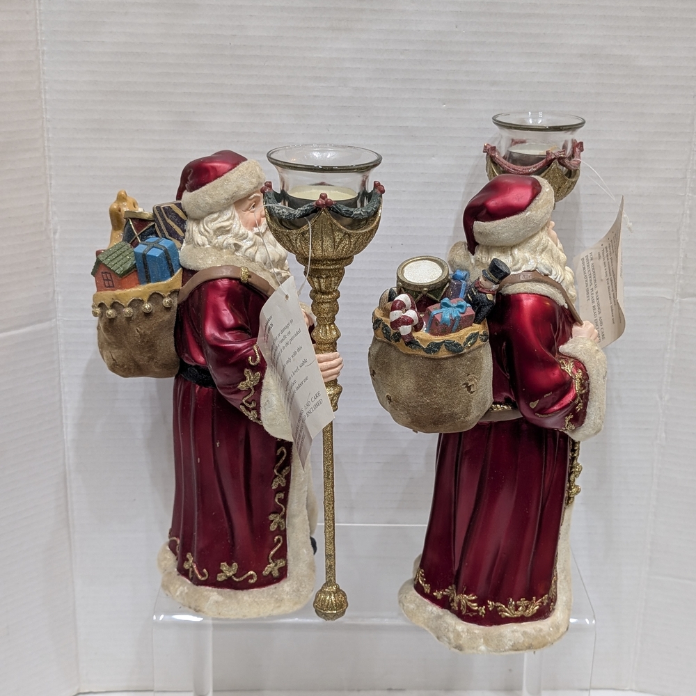 Elegant Santa Claus Candle Holders - Red and Gold - Picture 4 of 14